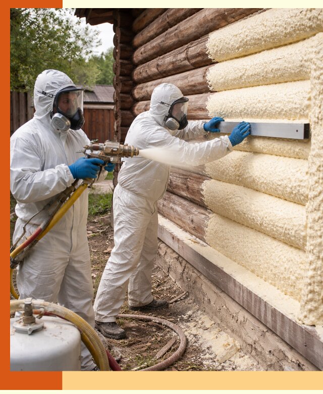 Утепление бревенчатого дома ППУ в Коврове эффективной изоляцией