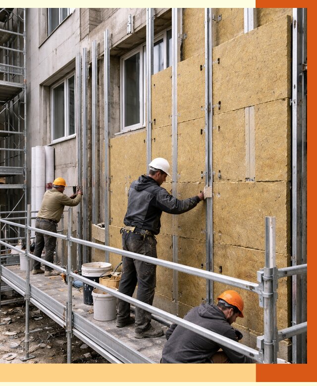 Утепление вентилируемого фасада в Коврове от 5730 руб/м2 — монтаж и утепление вентфасад | ТепломастерКвр