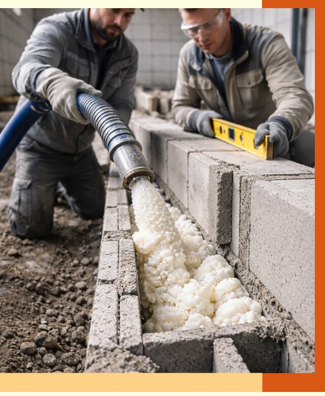 Заполнение колодцевой кладки ППУ в Коврове от 4297 руб. за м2 | ТепломастерКвр