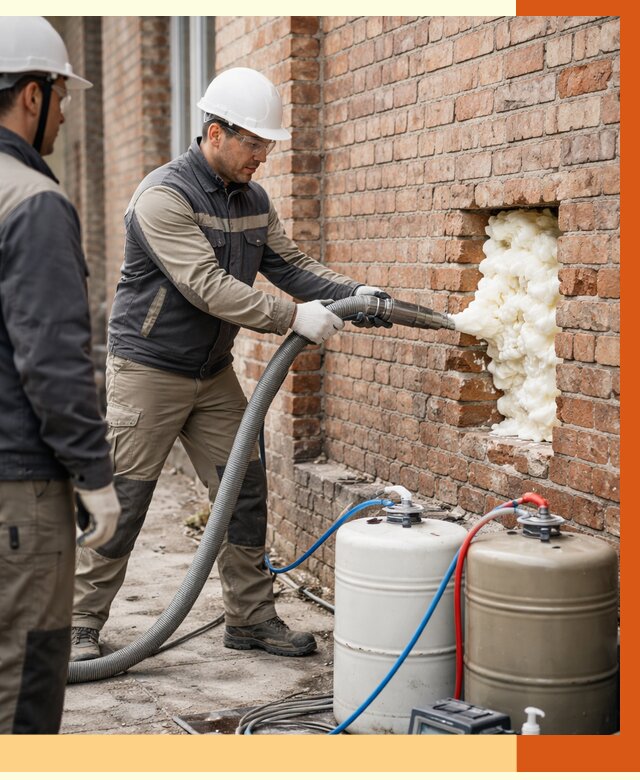 Заливка ППУ в пустоты кирпичной стены в Коврове от 2814 руб. | ТепломастерКвр